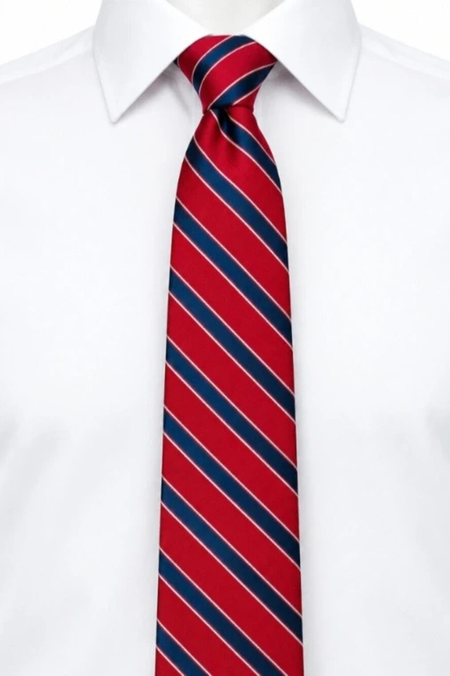 Tommy Hilfiger NWT Red Navy White Striped Mens Tie